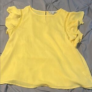 Haute Monde Yellow Flutter Sleeve Blouse